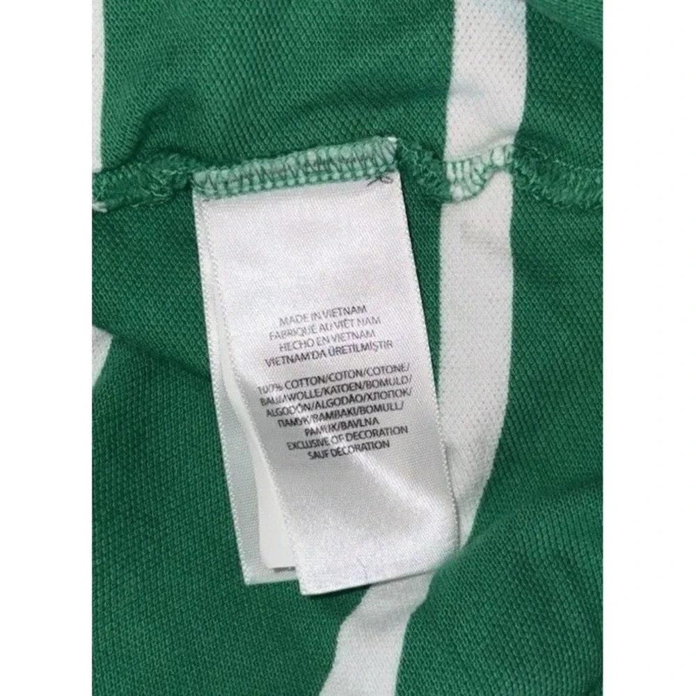 Polo Ralph Lauren Polo Shirt XL Green White Striped Mesh Knit Rugby Classic Fit
